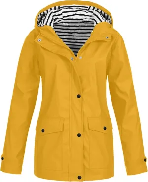 Rain Jacket for Women,Lightweight Long Hooded Raincoat With Pockets Waterproof Travel Hiking Windbreaker Trench Coats