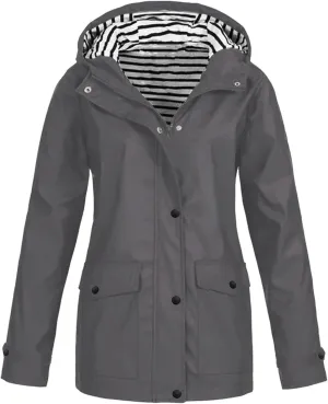 Rain Jacket for Women,Lightweight Long Hooded Raincoat With Pockets Waterproof Travel Hiking Windbreaker Trench Coats