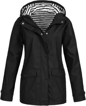 Rain Jacket for Women,Lightweight Long Hooded Raincoat With Pockets Waterproof Travel Hiking Windbreaker Trench Coats