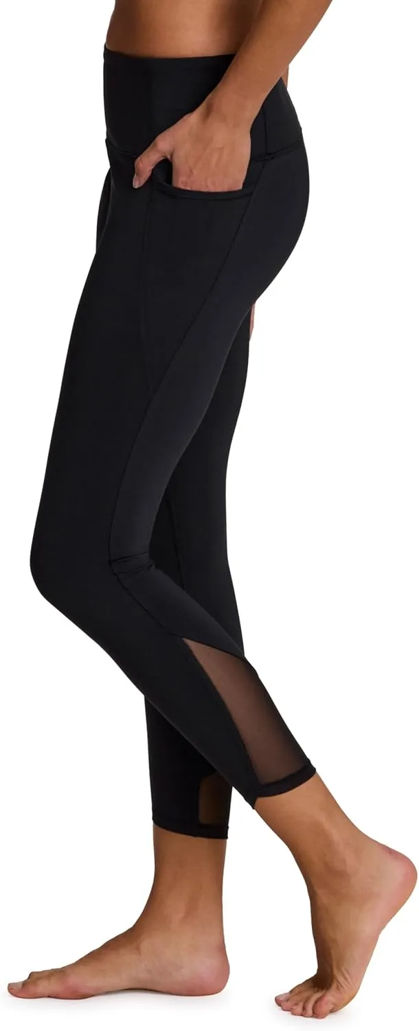 RBX Activewear Women's Yoga Leggings with Pockets, 7/8 Legging with Mesh Ankle Length Workout Pants Squat Proof Tights