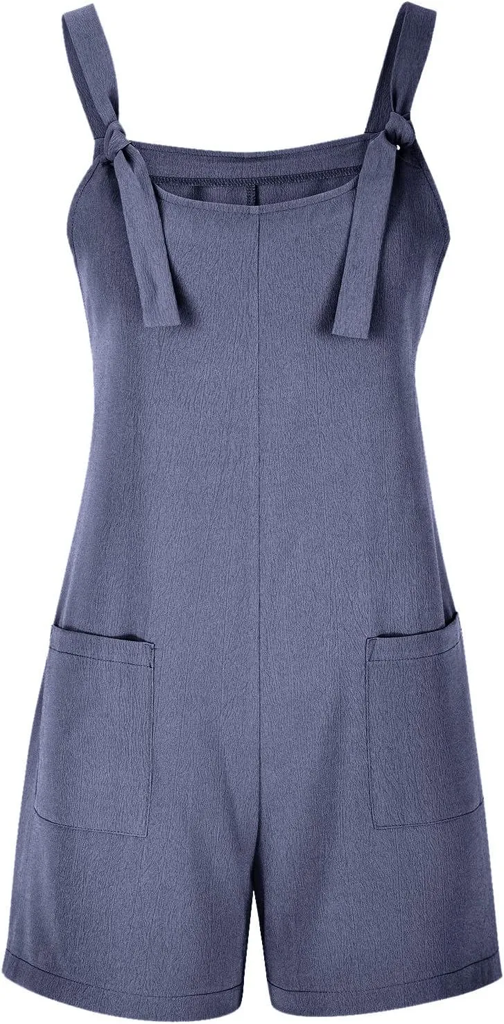 Romper for Women 2025 Casual Summer Adjustable Strap Sleeveless Overalls Wide Leg Jumpsuits Shorts with Pockets