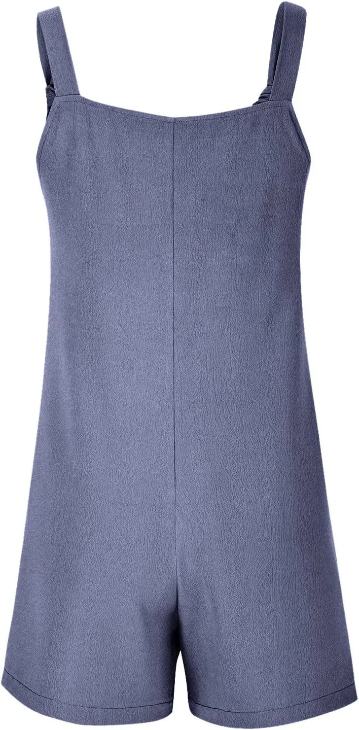 Romper for Women 2025 Casual Summer Adjustable Strap Sleeveless Overalls Wide Leg Jumpsuits Shorts with Pockets