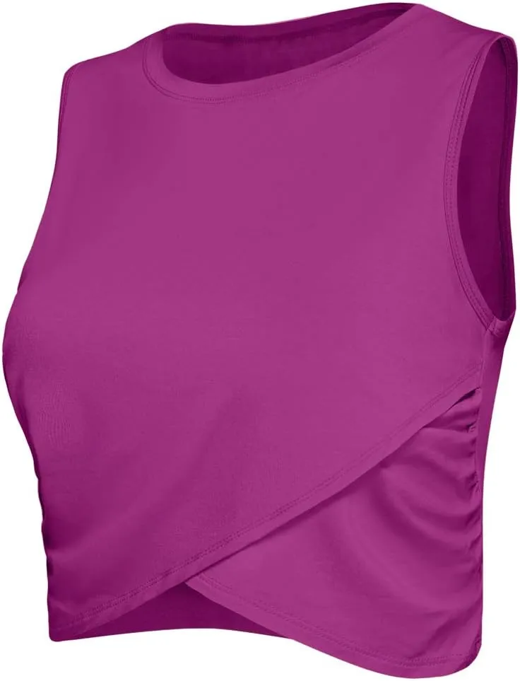 Sanutch Yoga Crop Tops Dance Tops Fitted Workout Crop Tops Yoga Tank Tops Athletic Sports Shirts for Women