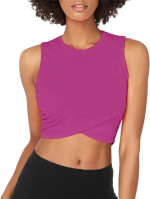 Sanutch Yoga Crop Tops Dance Tops Fitted Workout Crop Tops Yoga Tank Tops Athletic Sports Shirts for Women