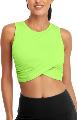 Sanutch Yoga Crop Tops Dance Tops Fitted Workout Crop Tops Yoga Tank Tops Athletic Sports Shirts for Women