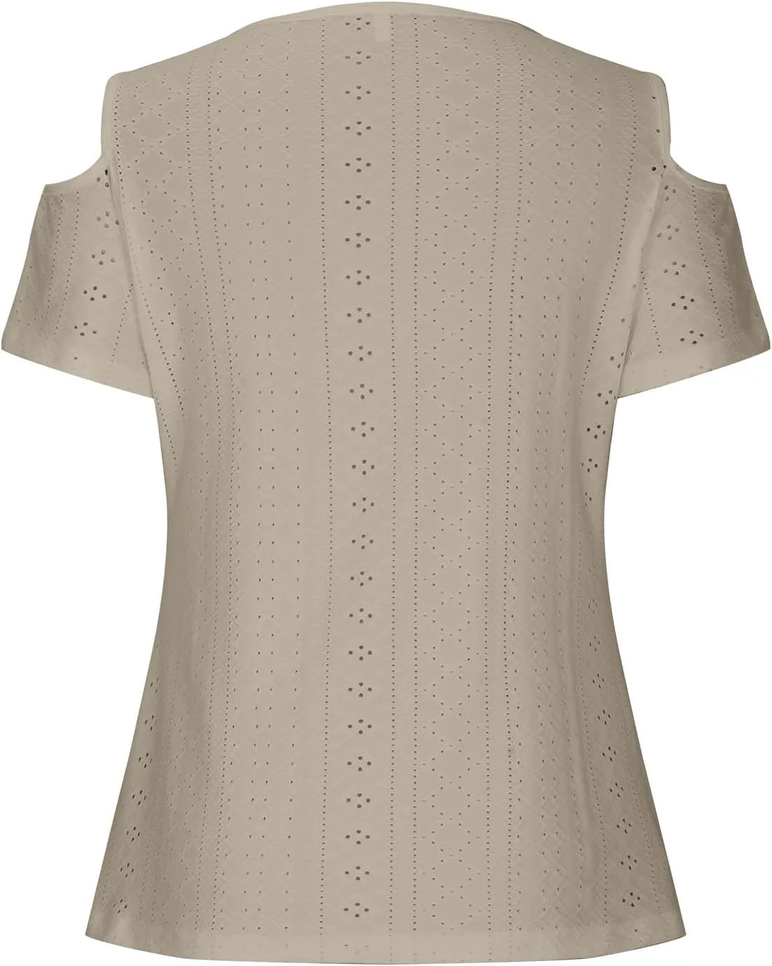 Sexy Cold Sholuder Tops for Women 2025 Summer Hollow Out Eyelet Short Sleeve Blouse Loose V Neck Tshirt Casual Tunics