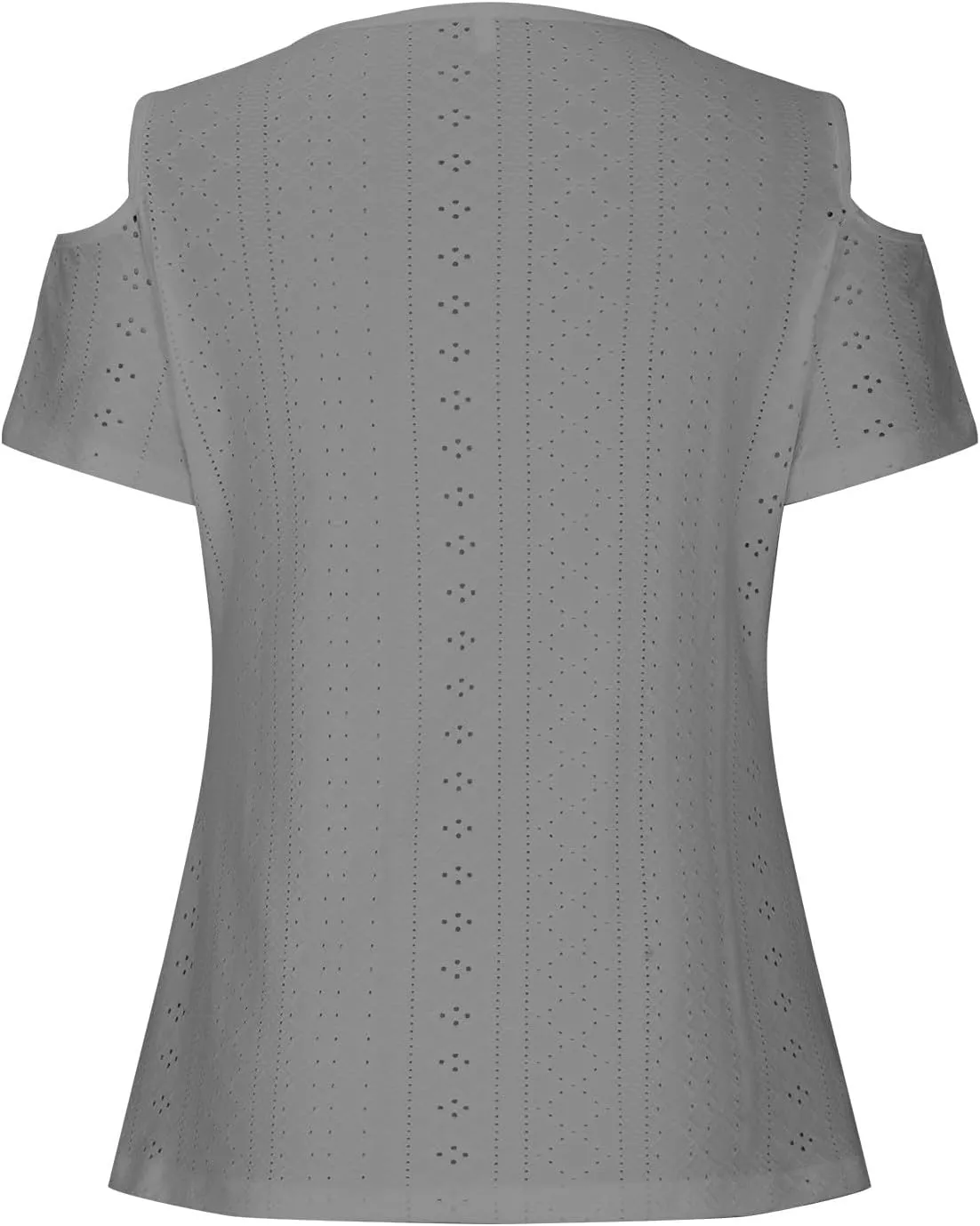 Sexy Cold Sholuder Tops for Women 2025 Summer Hollow Out Eyelet Short Sleeve Blouse Loose V Neck Tshirt Casual Tunics