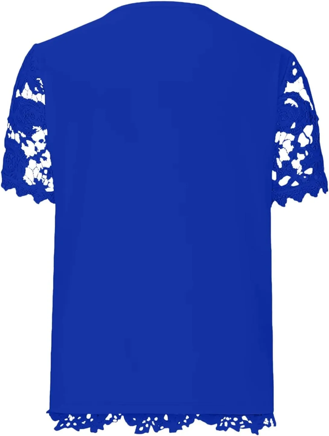 Summer Tops for Women 2024 Lace Crochet Embroidery Crewneck T Shirts Dressy Casual Short Sleeve Elegant Work Blouses