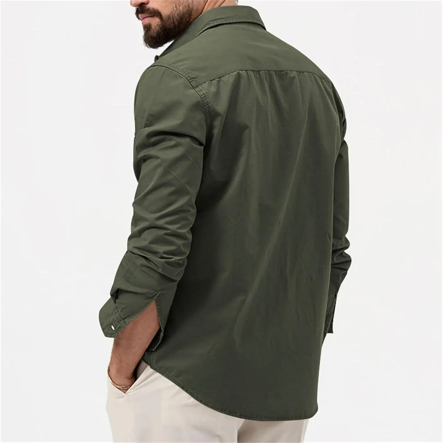Tactical Cargo Shirts for Men Long Sleeve Quick Dry Work Shirts Outdoor Cool Button Down Hiking Fishing Casual Shirt