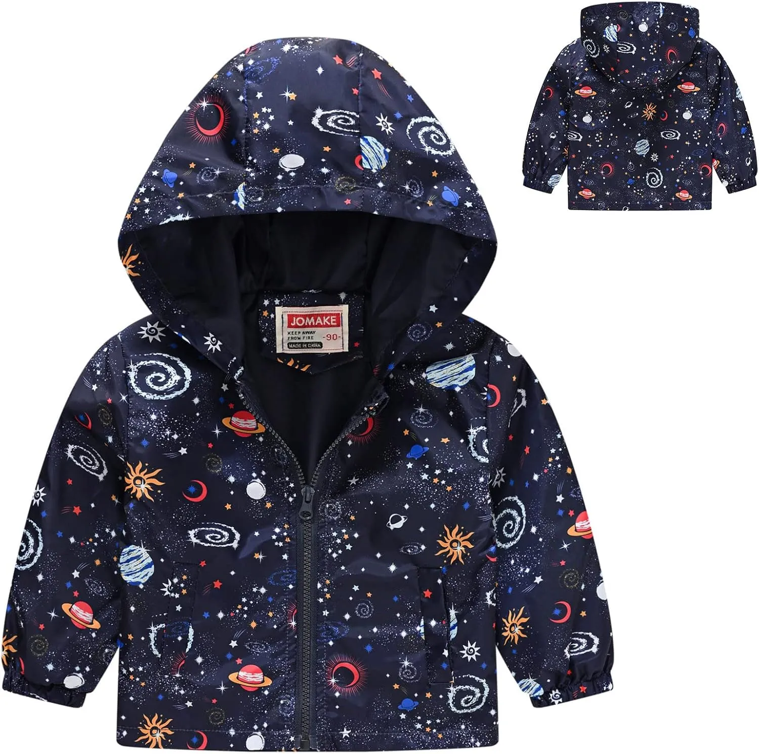 Toddler Boys Girls Casual Jackets Cartoon Zipper Hooded Jackets Long Sleeve Windbreaker Kids Jackets Coats