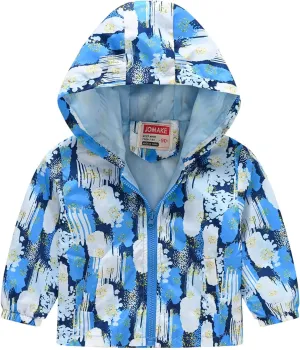 Toddler Boys Girls Casual Jackets Cartoon Zipper Hooded Jackets Long Sleeve Windbreaker Kids Jackets Coats