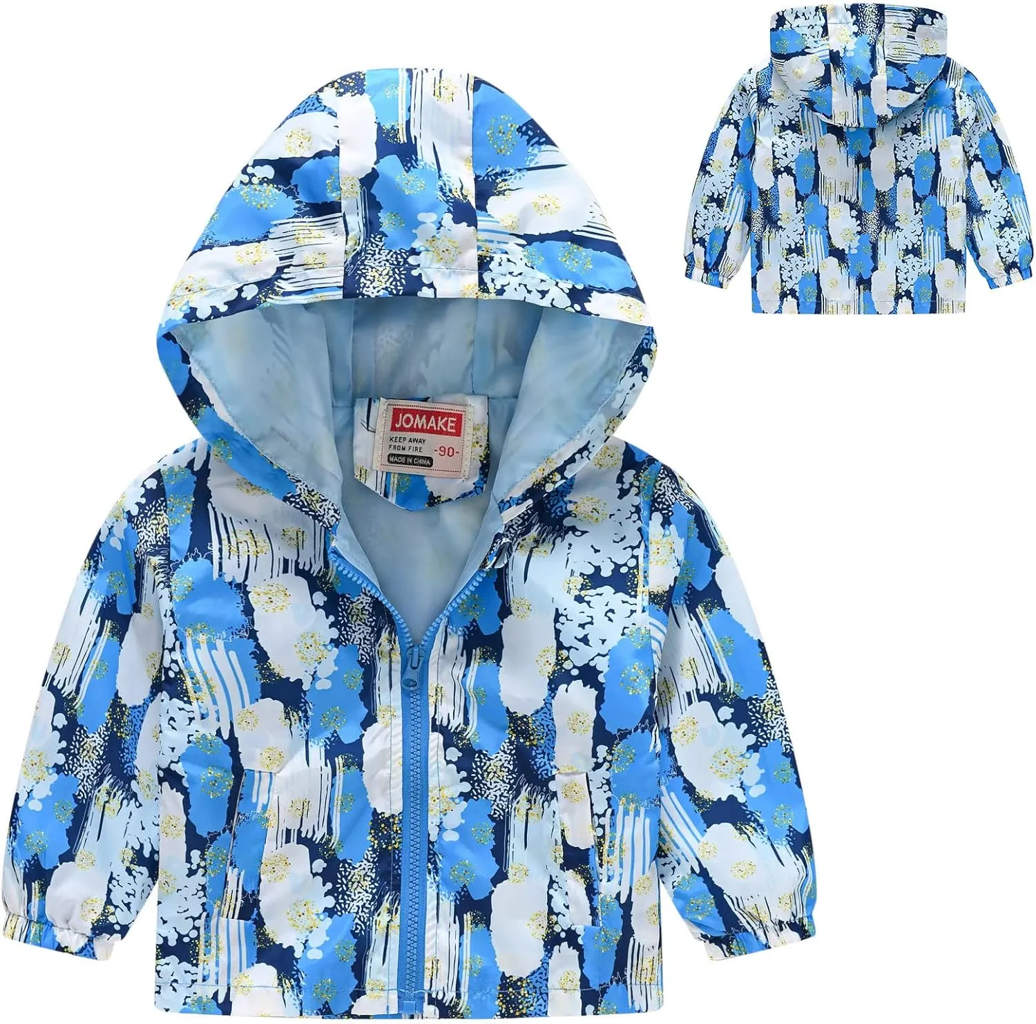Toddler Boys Girls Casual Jackets Cartoon Zipper Hooded Jackets Long Sleeve Windbreaker Kids Jackets Coats