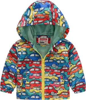 Toddler Boys Girls Casual Jackets Cartoon Zipper Hooded Jackets Long Sleeve Windbreaker Kids Jackets Coats