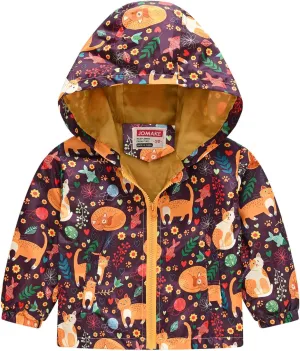 Toddler Boys Girls Casual Jackets Cartoon Zipper Hooded Jackets Long Sleeve Windbreaker Kids Jackets Coats