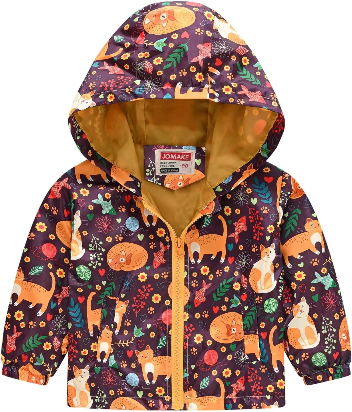 Toddler Boys Girls Casual Jackets Cartoon Zipper Hooded Jackets Long Sleeve Windbreaker Kids Jackets Coats