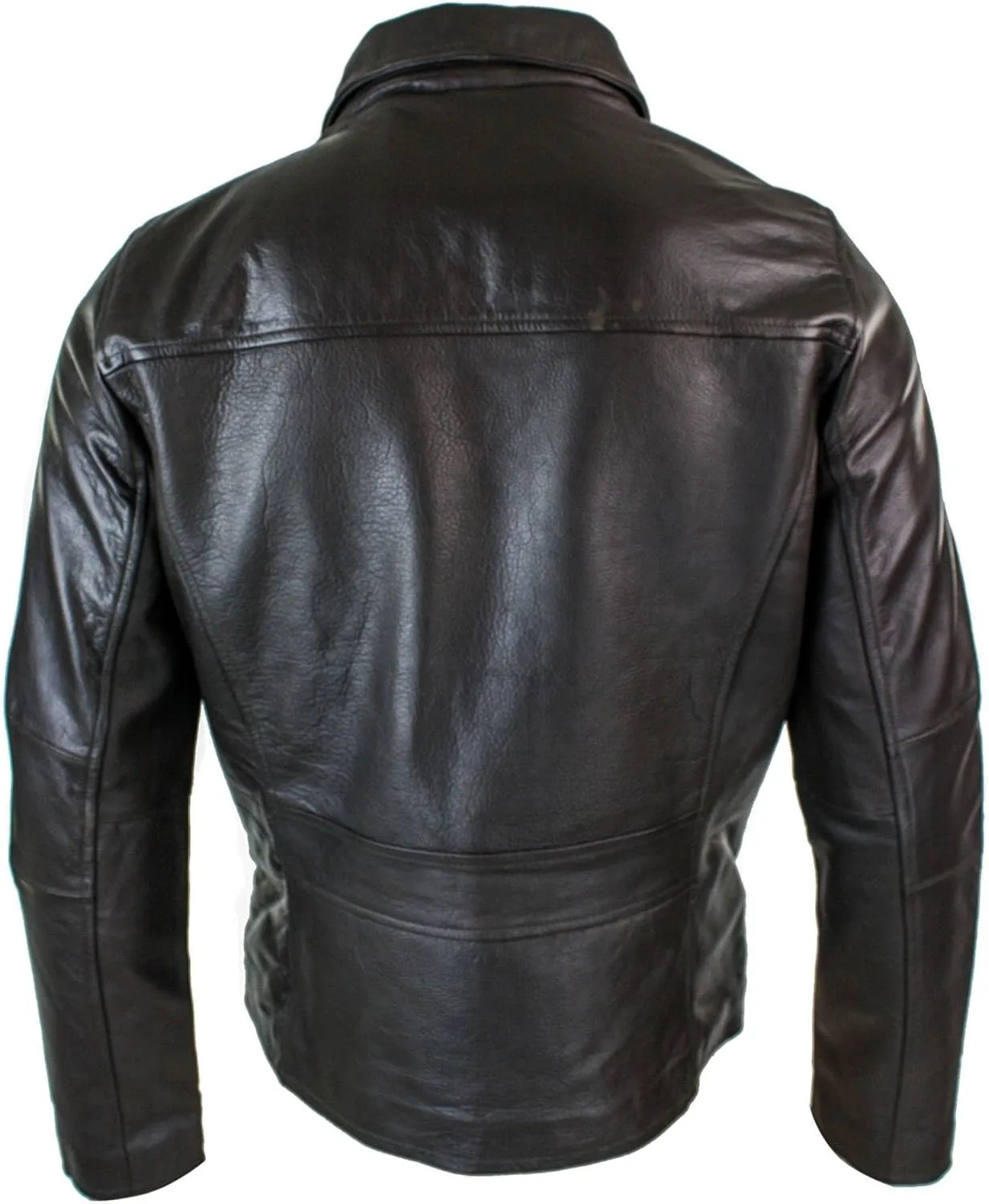 TruClothing Mens Classic Real Leather Soft Hide Zipped Collar Box Jacket Smart Casual Fit