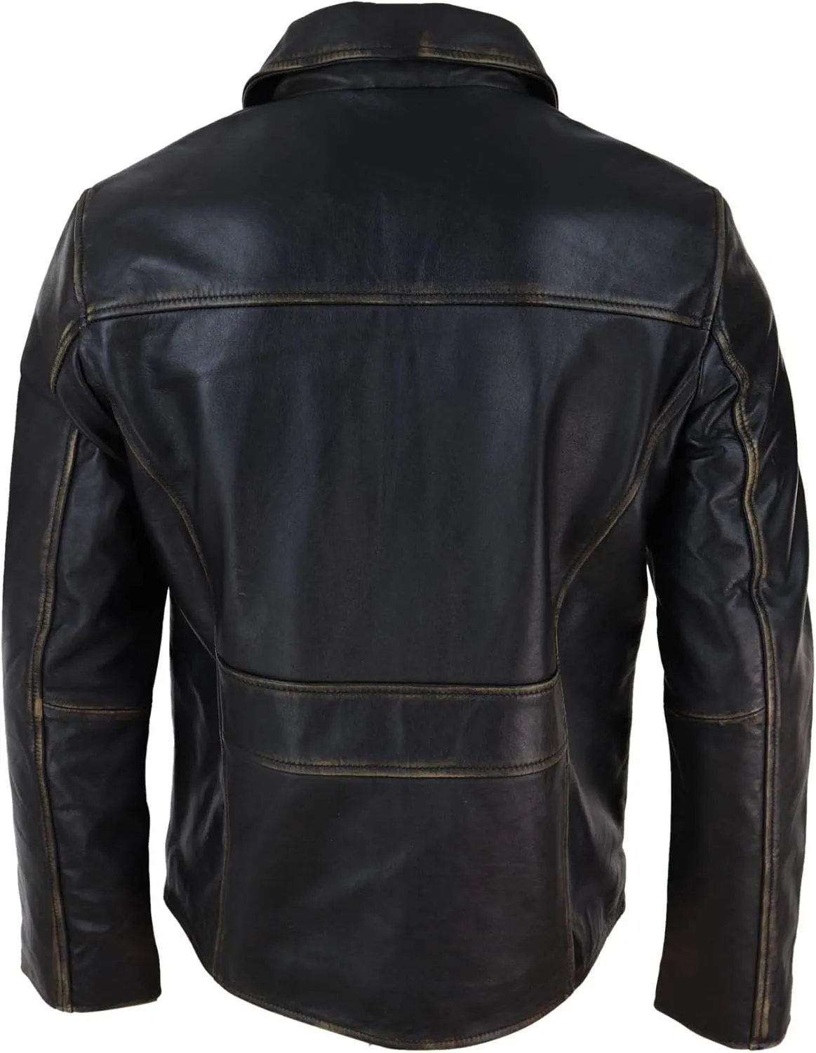 TruClothing Mens Classic Real Leather Soft Hide Zipped Collar Box Jacket Smart Casual Fit