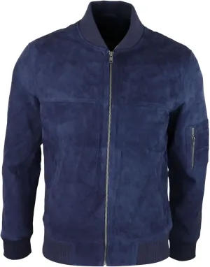 TruClothing Mens Genuine Suede Bomber Jacket Leather Casual Varsity VIntage Smart Casual