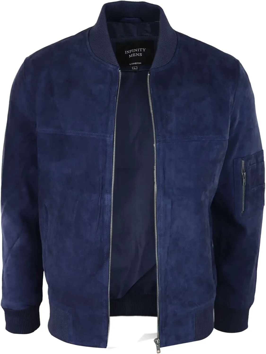 TruClothing Mens Genuine Suede Bomber Jacket Leather Casual Varsity VIntage Smart Casual