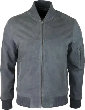 TruClothing Mens Genuine Suede Bomber Jacket Leather Casual Varsity VIntage Smart Casual