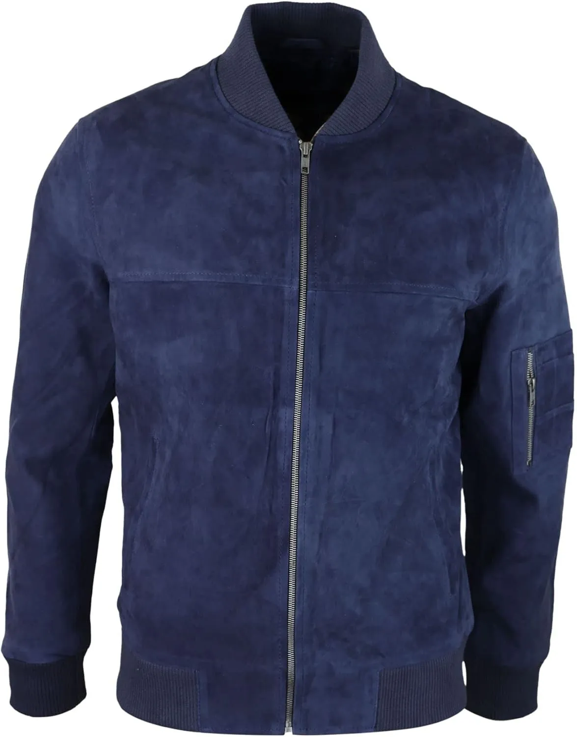 TruClothing Mens Genuine Suede Bomber Jacket Leather Casual Varsity VIntage Smart Casual