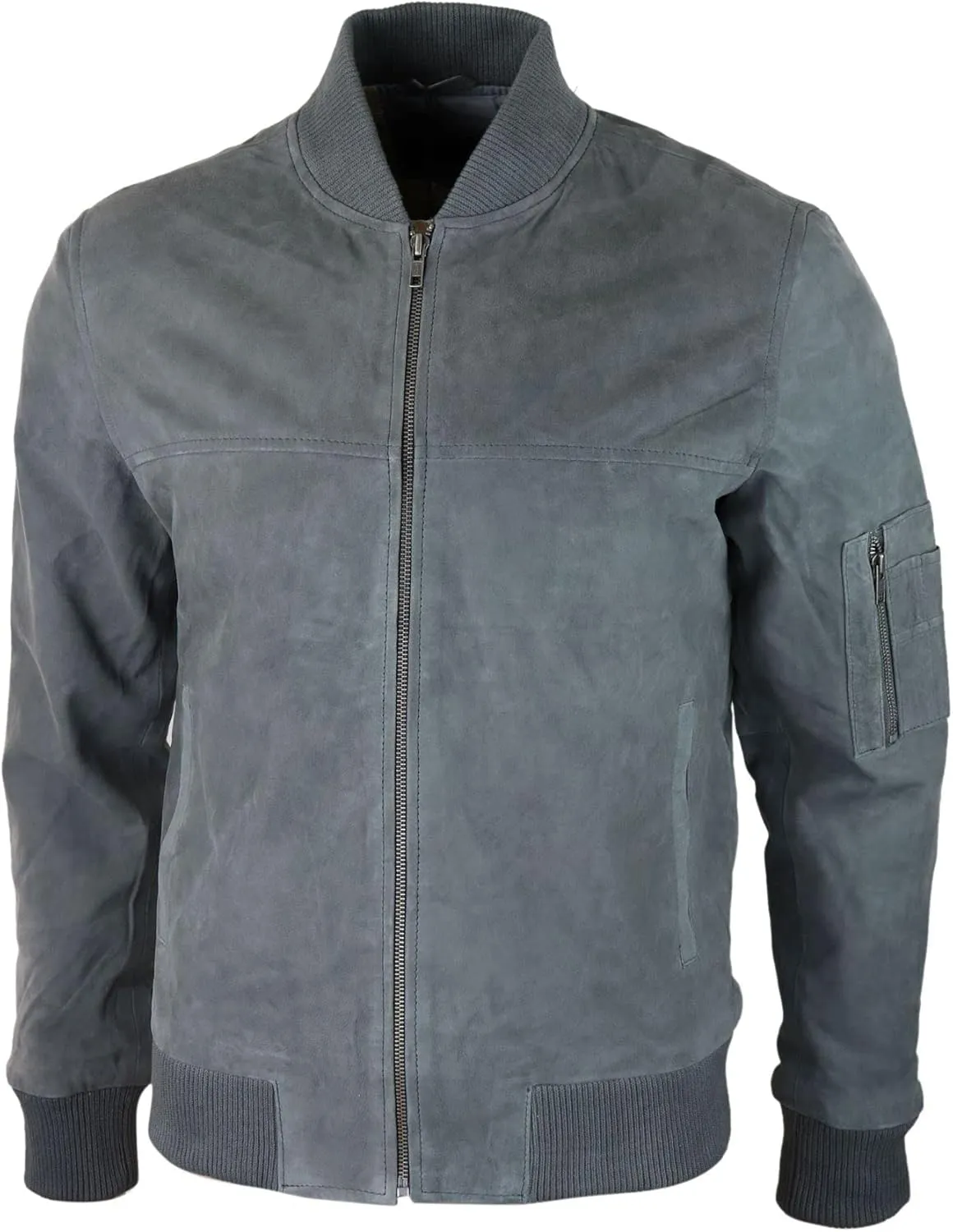 TruClothing Mens Genuine Suede Bomber Jacket Leather Casual Varsity VIntage Smart Casual