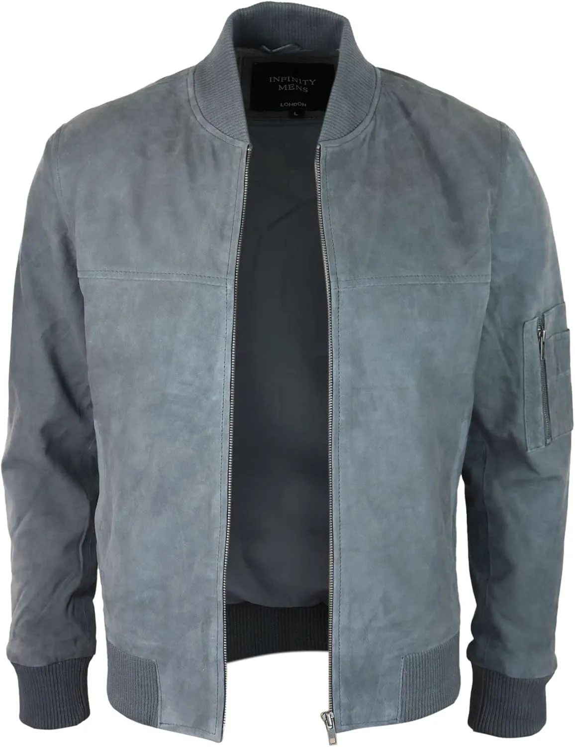 TruClothing Mens Genuine Suede Bomber Jacket Leather Casual Varsity VIntage Smart Casual