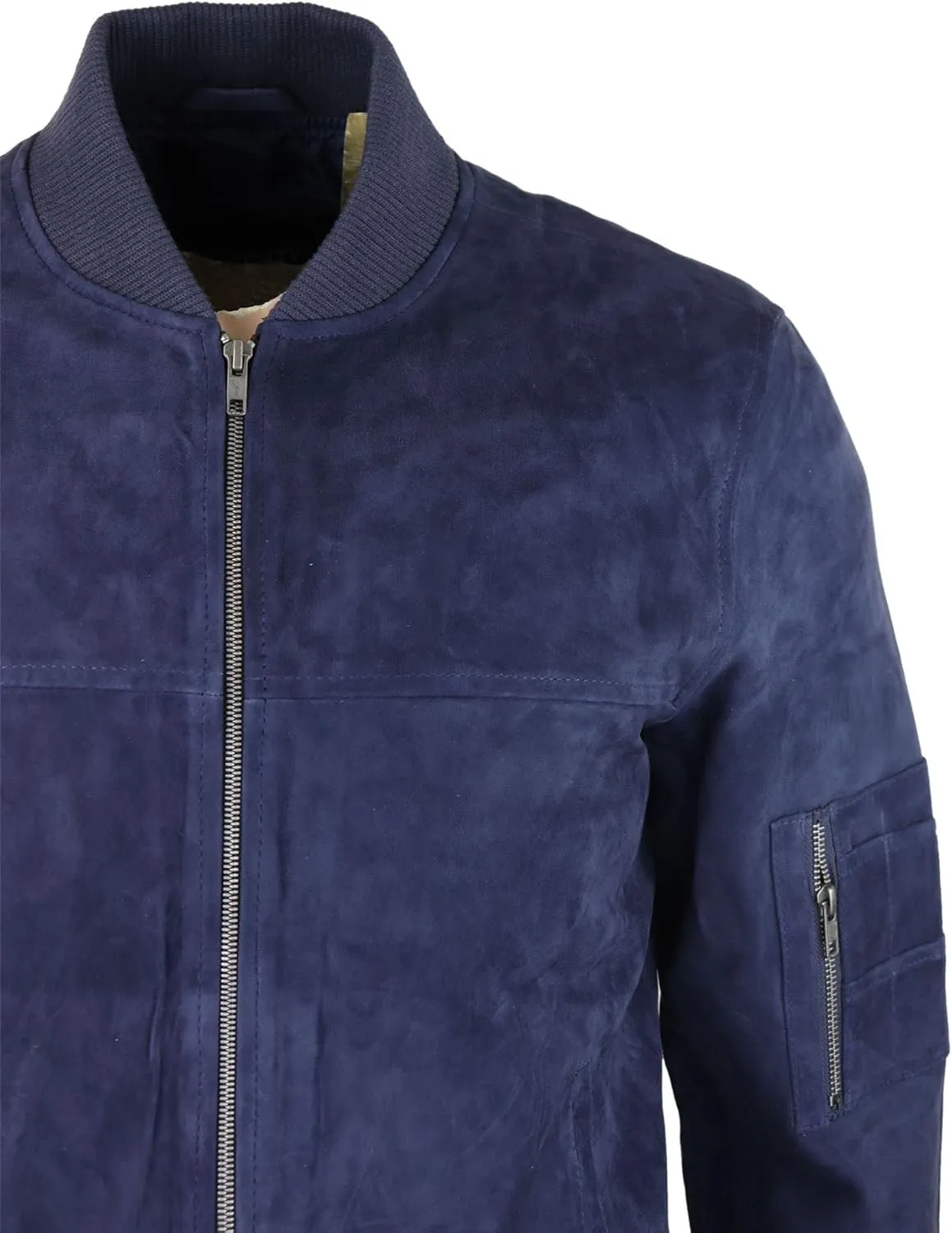 TruClothing Mens Genuine Suede Bomber Jacket Leather Casual Varsity VIntage Smart Casual