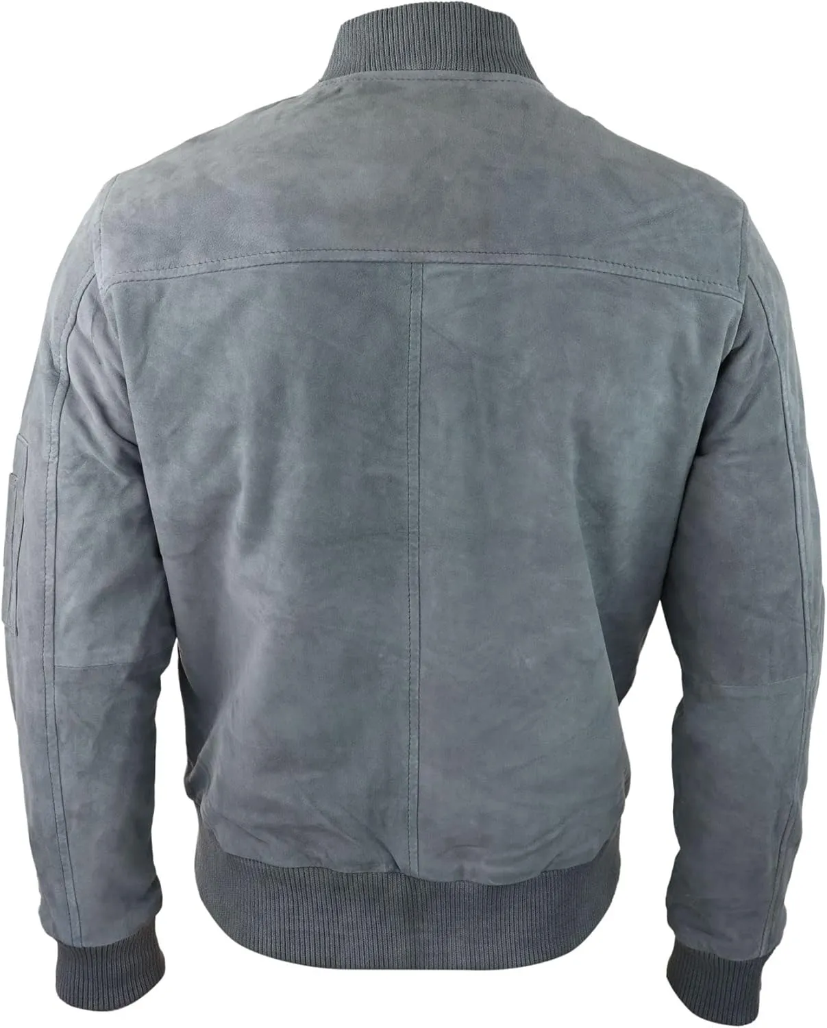 TruClothing Mens Genuine Suede Bomber Jacket Leather Casual Varsity VIntage Smart Casual