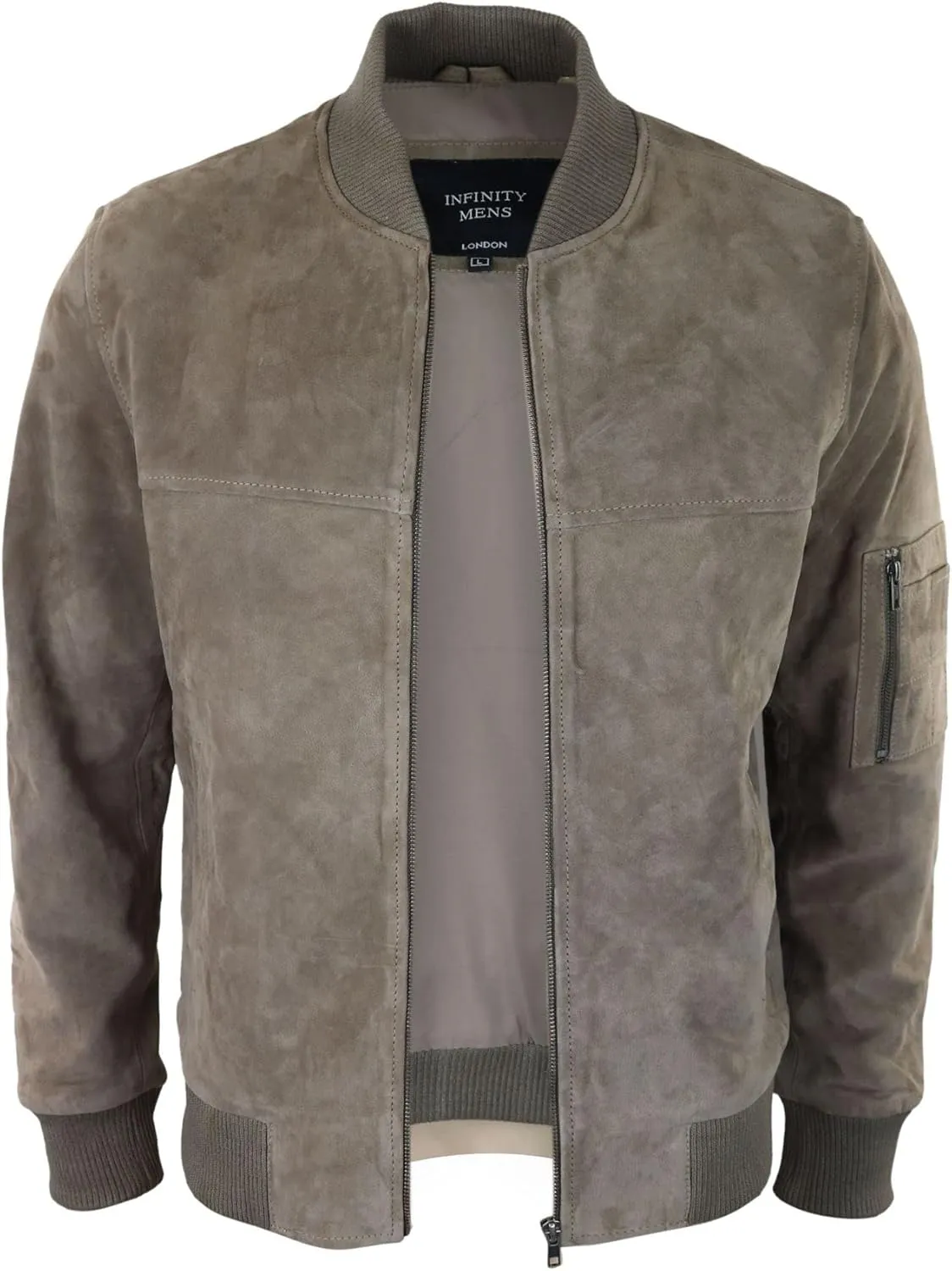 TruClothing Mens Genuine Suede Bomber Jacket Leather Casual Varsity VIntage Smart Casual