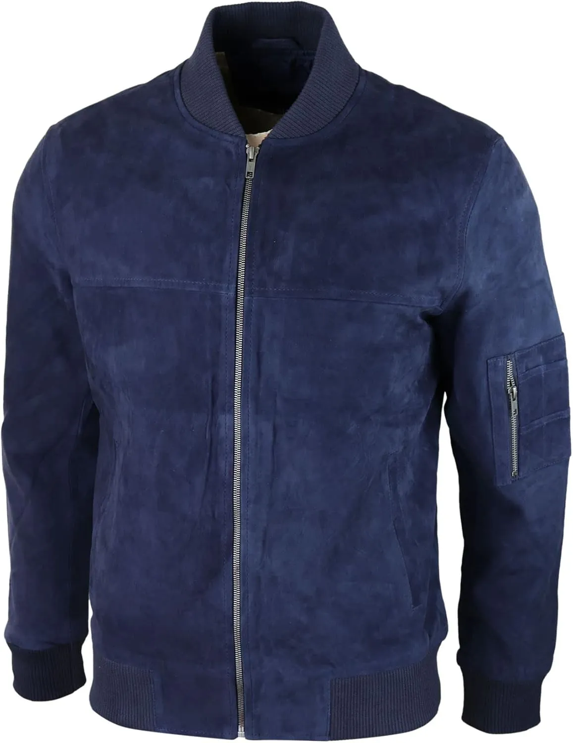 TruClothing Mens Genuine Suede Bomber Jacket Leather Casual Varsity VIntage Smart Casual