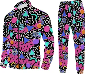 Vintage 80s Outfit for Men 90s Track Suits Costume Full Zip Tracksuits Jogging Sweatpants for Men Women 80s 90s Party