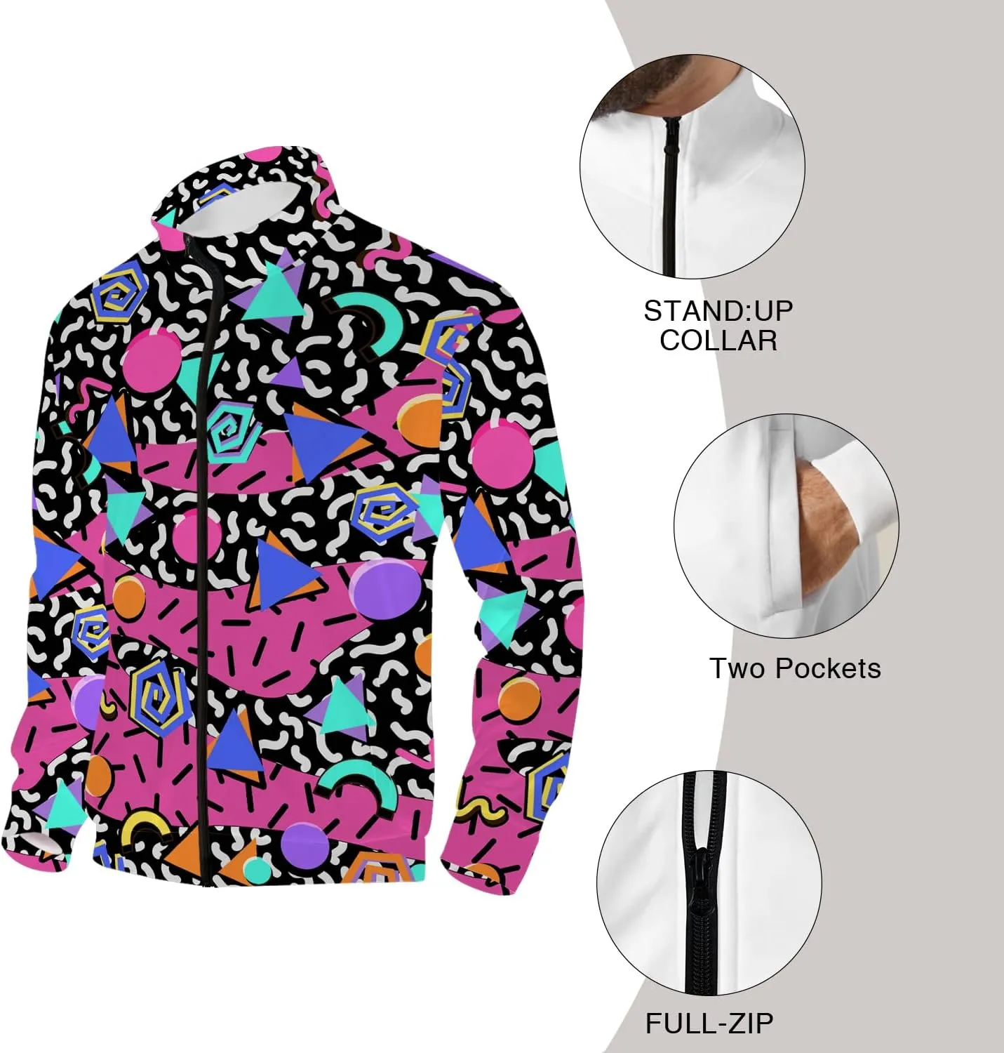 Vintage 80s Outfit for Men 90s Track Suits Costume Full Zip Tracksuits Jogging Sweatpants for Men Women 80s 90s Party