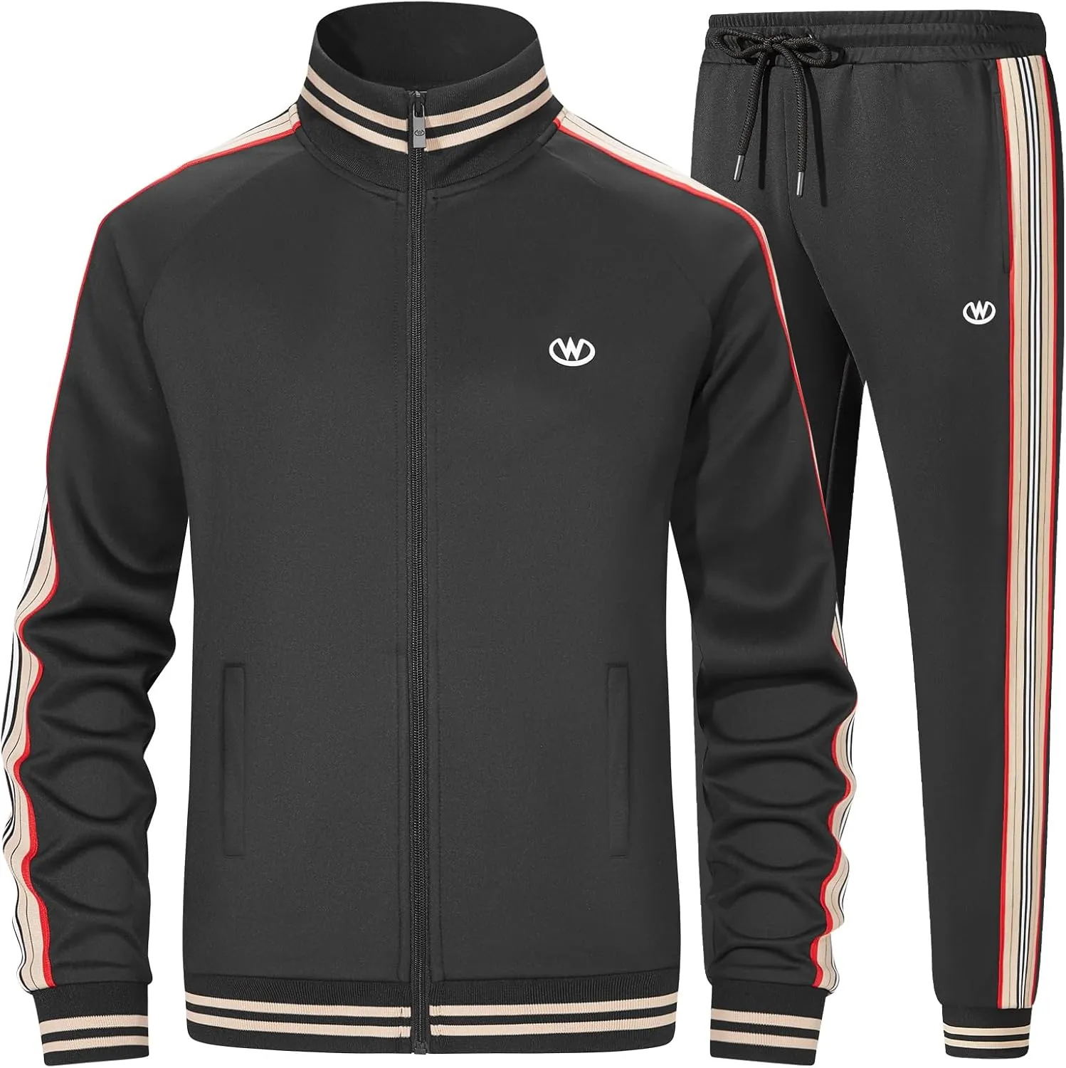 W JIANWANG Track Suits for Men Set Jogging Tracksuit Mens Sweatsuits Workout Running Sports Jogger Sweat Suits Outfits