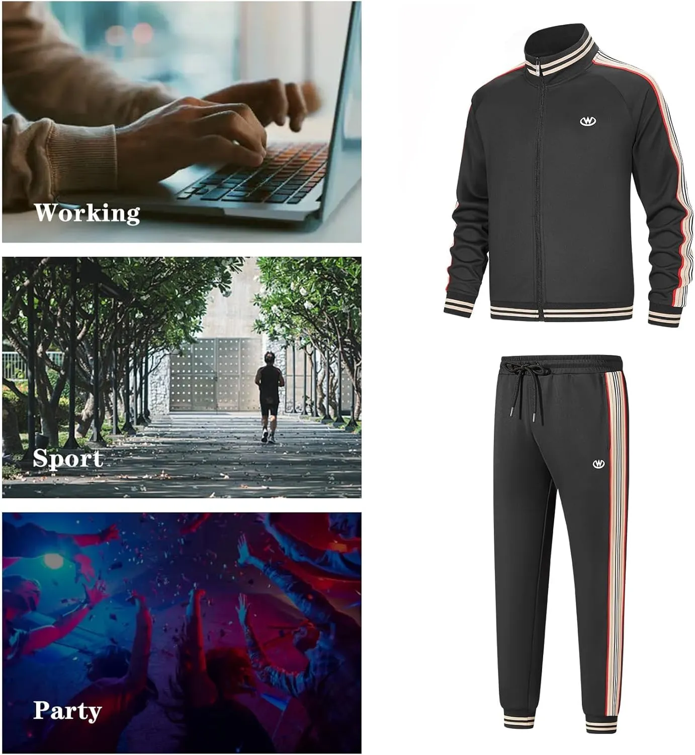 W JIANWANG Track Suits for Men Set Jogging Tracksuit Mens Sweatsuits Workout Running Sports Jogger Sweat Suits Outfits