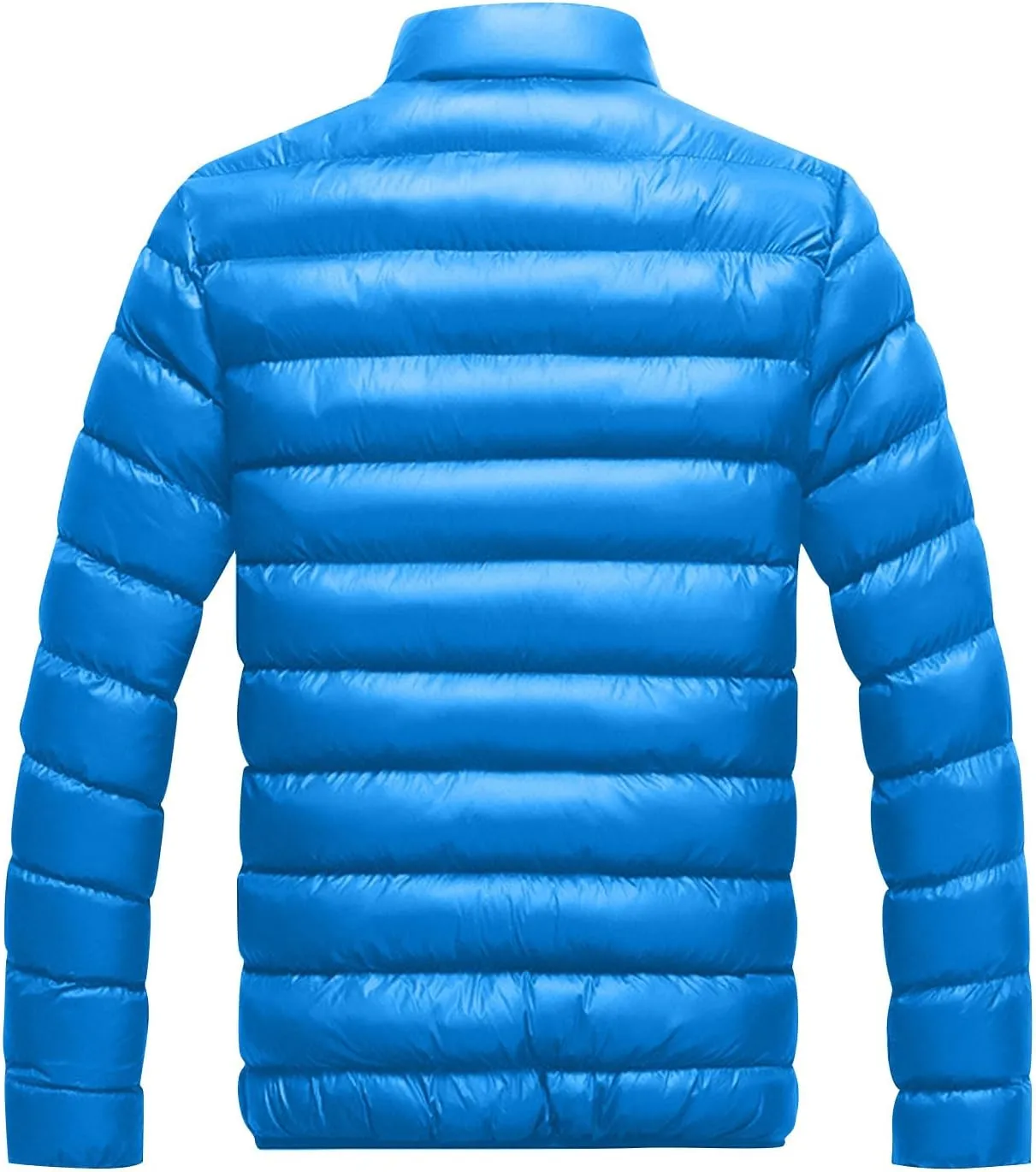 WENKOMG1 Mens Puffer Jacket Long Sleeve Lightweight Packable Outdoor Down Jacket Winter Fall Turtleneck Outerwear Coat