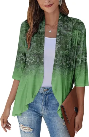Western Aztec Cardigan for Women 3/4 Length Sleeve Lightweight Summer Cardigan Light Womens Jacket Women's Cardigans