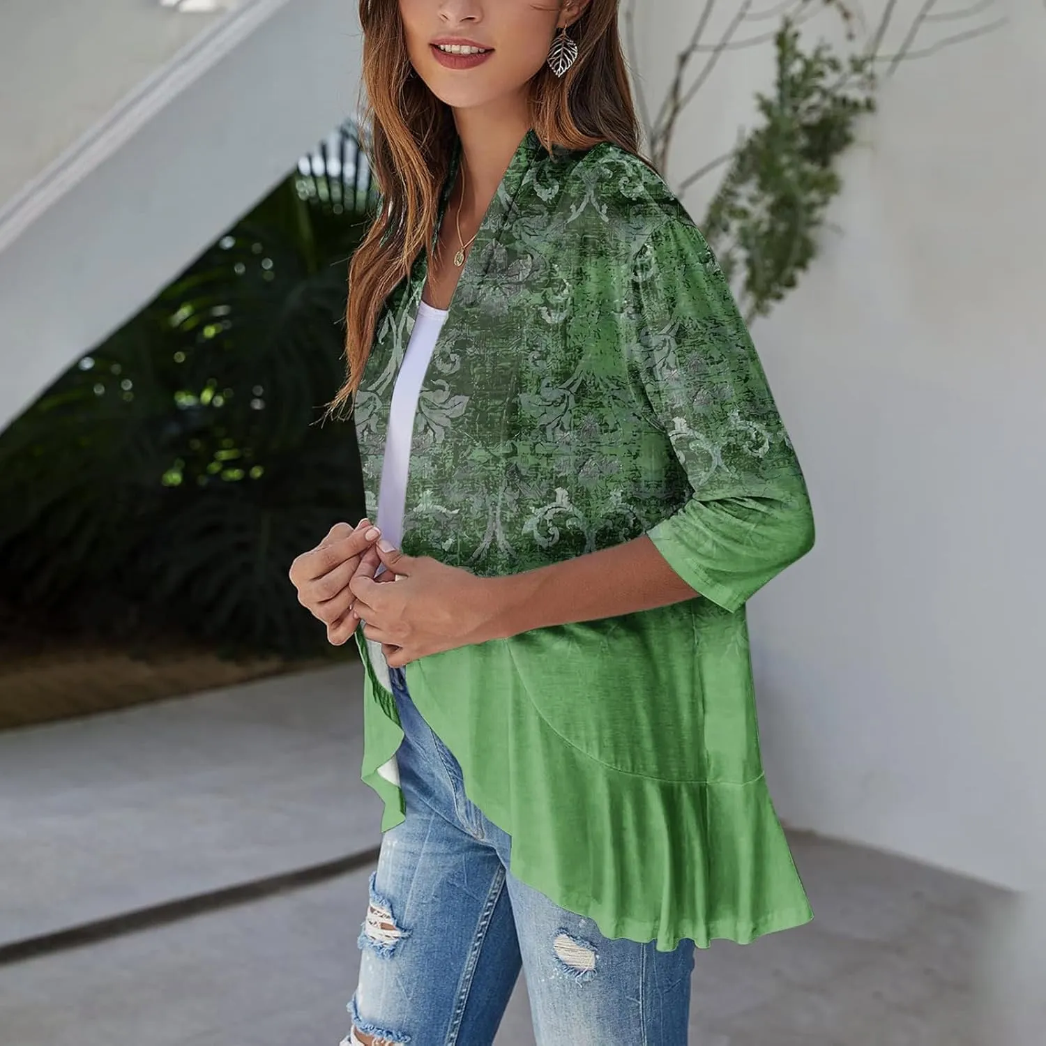Western Aztec Cardigan for Women 3/4 Length Sleeve Lightweight Summer Cardigan Light Womens Jacket Women's Cardigans