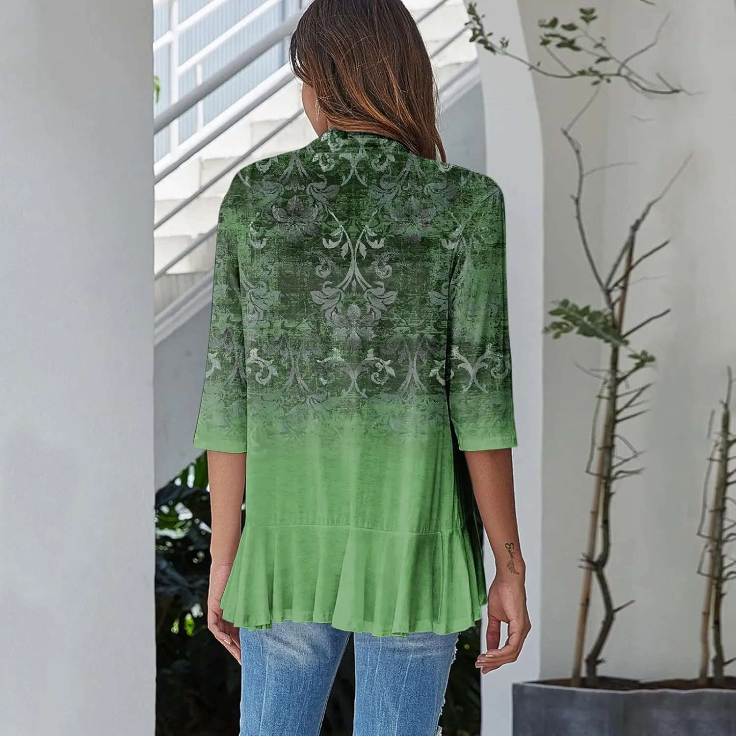 Western Aztec Cardigan for Women 3/4 Length Sleeve Lightweight Summer Cardigan Light Womens Jacket Women's Cardigans