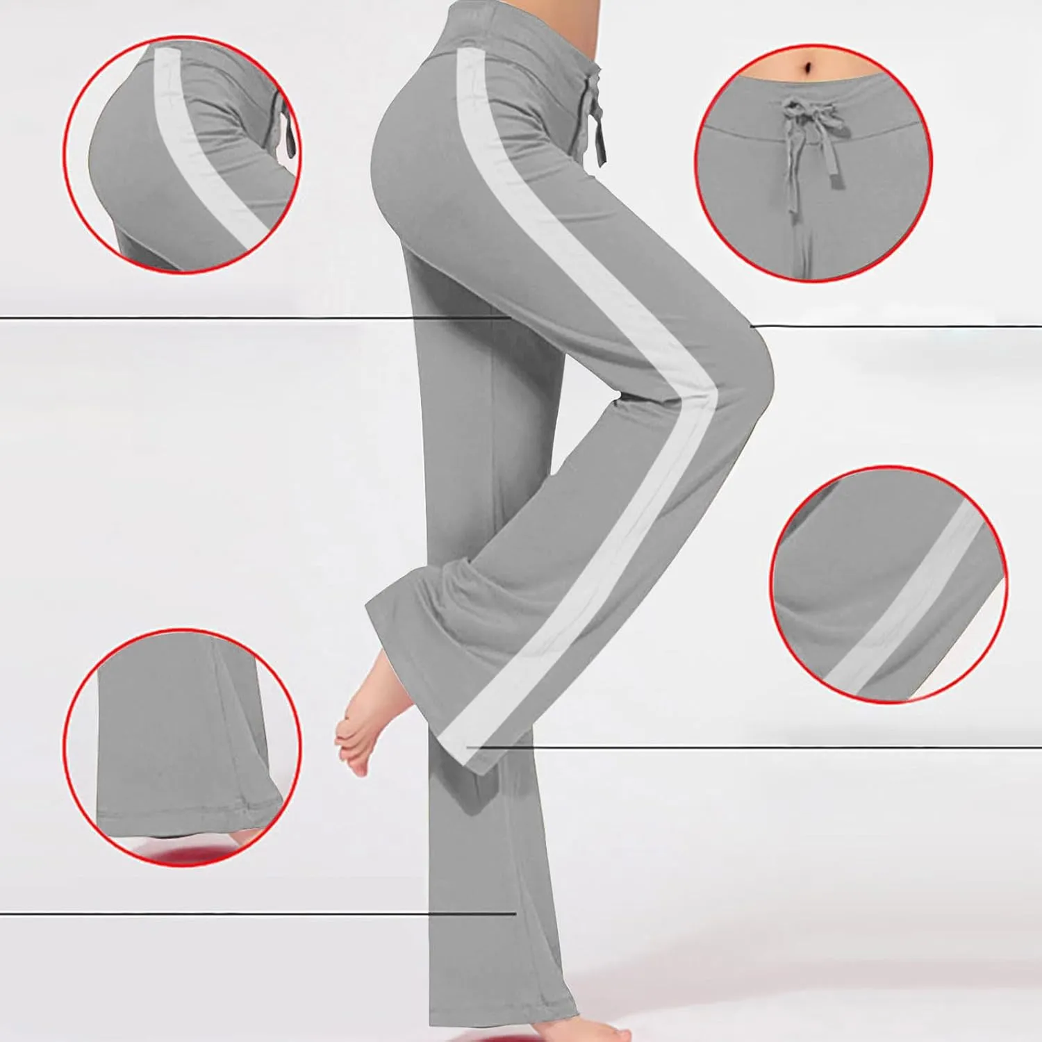 Wide Leg Yoga Pants for Women Drawstring High Waisted Pants Modal Slim Fit Yoga Pants Comfy Stretch Sweatpants