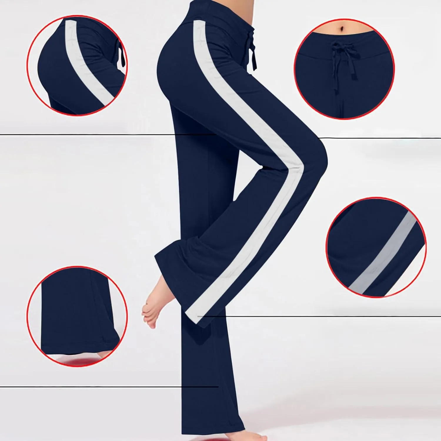Wide Leg Yoga Pants for Women Drawstring High Waisted Pants Modal Slim Fit Yoga Pants Comfy Stretch Sweatpants