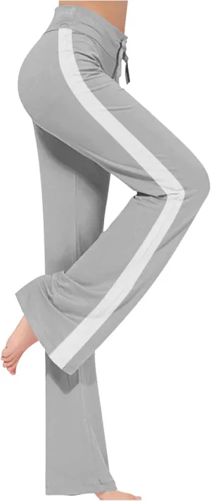 Wide Leg Yoga Pants for Women Drawstring High Waisted Pants Modal Slim Fit Yoga Pants Comfy Stretch Sweatpants