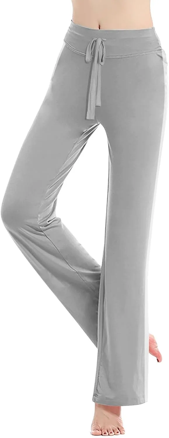 Wide Leg Yoga Pants for Women Drawstring High Waisted Pants Modal Slim Fit Yoga Pants Comfy Stretch Sweatpants