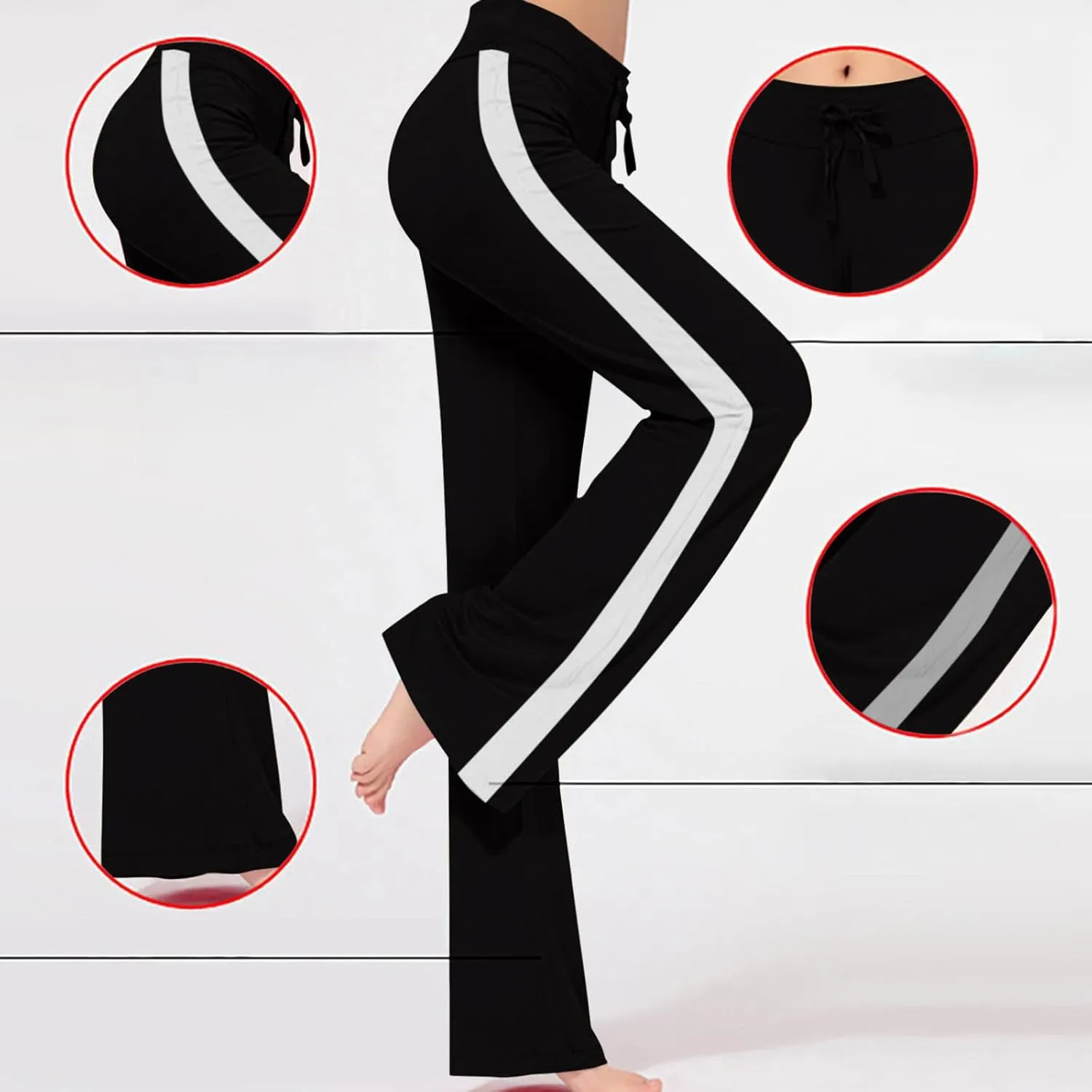 Wide Leg Yoga Pants for Women Drawstring High Waisted Pants Modal Slim Fit Yoga Pants Comfy Stretch Sweatpants