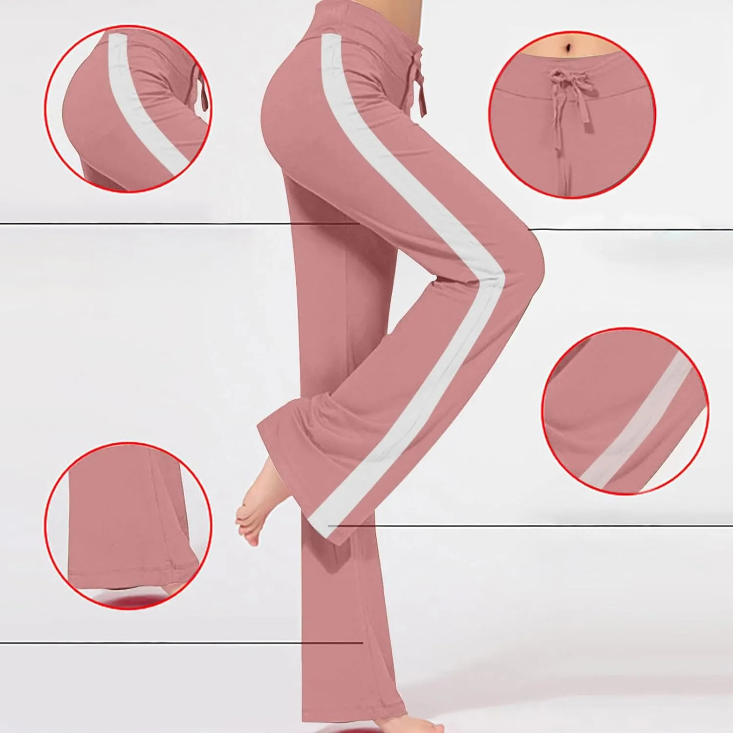 Wide Leg Yoga Pants for Women Drawstring High Waisted Pants Modal Slim Fit Yoga Pants Comfy Stretch Sweatpants