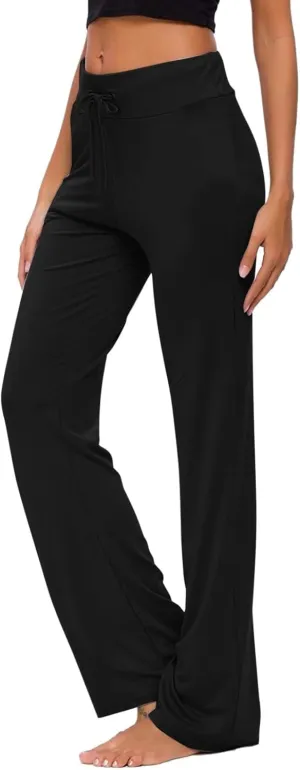Wide Leg Yoga Pants for Women High Waisted Drawstring Comfy Stretch Yoga Pants Casual Palazzo Loose Lounge Trousers