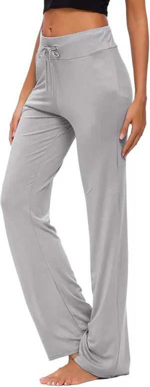 Wide Leg Yoga Pants for Women High Waisted Drawstring Comfy Stretch Yoga Pants Casual Palazzo Loose Lounge Trousers