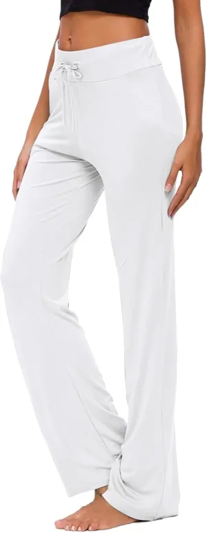 Wide Leg Yoga Pants for Women High Waisted Drawstring Comfy Stretch Yoga Pants Casual Palazzo Loose Lounge Trousers