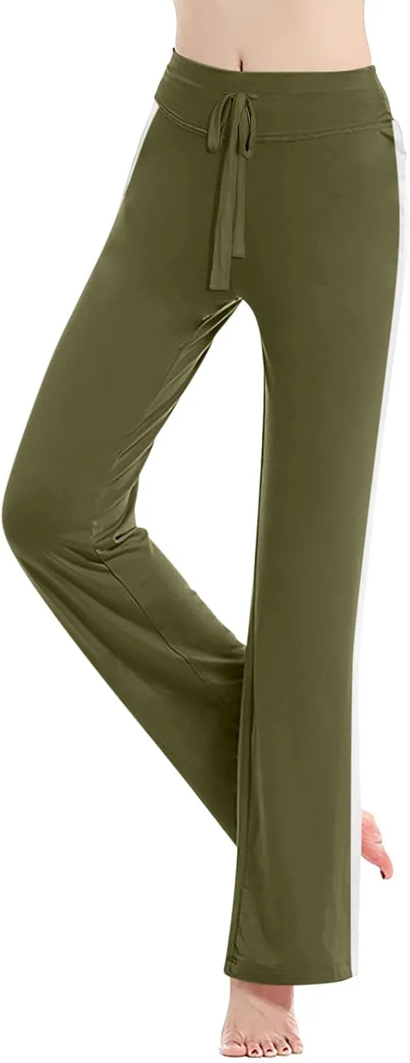 Wide Leg Yoga Pants for Women High Waisted Drawstring Sweatpants Comfy Stretch Lounge Pants Athletic Work Yoga Pants