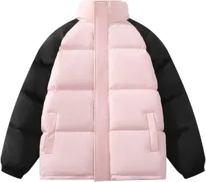 Winter Light Warm Down Jacket Men Color Block Jacket Soft Plus Size Puffer Jacket Stand Collar Travel Coat for Teen